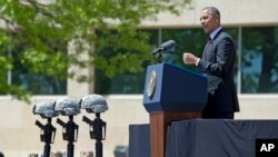 President Barack Obama speaks during a memorial ceremony at Fort Hood, Texas, for those killed there in a shooting last week, April 9, 2014.