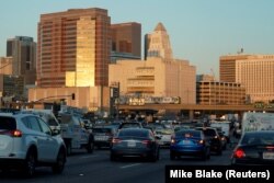 Traffic travels along a highway next to Los Angeles, California, U.S. October 11, 2019.
