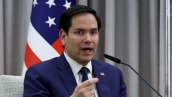 Menteri Luar Negeri AS Marco Rubio berbicara dalam pertemuan dengan presiden Israel di Yerusalem pada 16 Februari 2025. (Foto: Evelyn Hockstein/Pool/AFP)