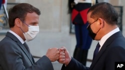 Fransa Cumhurbaşkanı Macron ve Libya geçici hükümet Başbakanı Dibeybe 