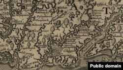 Detail, Captain John Smith's 1624 map of Virginia.