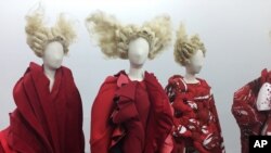 This photo shows part of the exhibit from "Rei Kawakubo/Comme des Garcons Art on the In-Between" at The Metropolitan Museum of Art in New York, May 1, 2017.