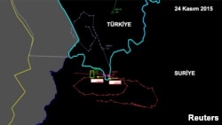 A radar picture shows activities of the downed Russian warplane on the Turkish-Syrian border, November 24, 2015 in this handout photo provided by Turkish Interior Ministry Undersecretariat of Public Order and Security.