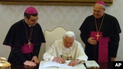 Italian-Argentine Leonardo Sandri (right) seen here with Pope Benedict in 2007, now heads the Vatican department for Eastern Churches, and is considered one of the leading candidates to replace Benedict.