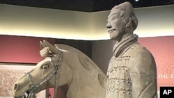 More than 2000 years old, the warrior and his horse is one of the clay cavalrymen that once protected the tomb of the first Chinese emperor Qin Shihuangdi. Now at the entrance to the National Geographic Museum in Washington, DC until March 2010