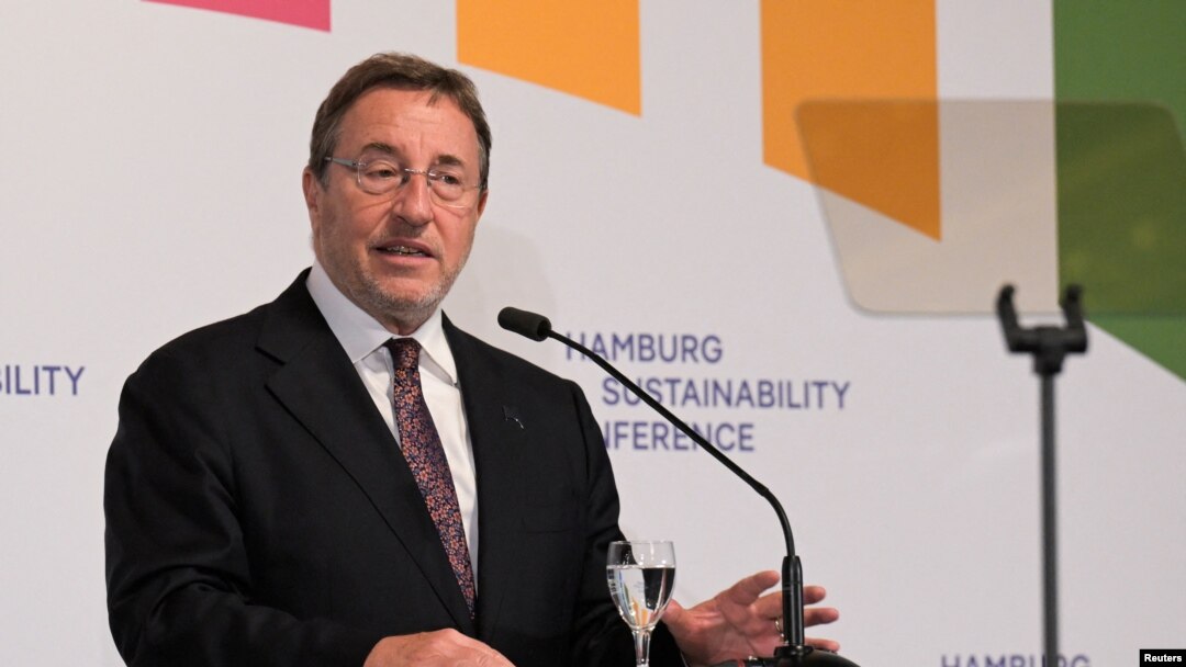 Administrator of United Nations Development Program (UNDP) Achim Steiner delivers the keynote speech at the Hamburg Sustainability Conference in Hamburg, Germany, Oct. 7, 2024. 