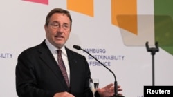 Administrator of United Nations Development Program (UNDP) Achim Steiner delivers the keynote speech at the Hamburg Sustainability Conference in Hamburg, Germany, Oct. 7, 2024. 