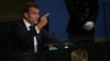 ემანუელ მაკრონი, საფრანგეთის პრეზიდენტი გაეროს გენერალურ ასამბლეაზე. ნიუ-იორკი, აშშ. 21 სექტემბერი, 2022 წ.