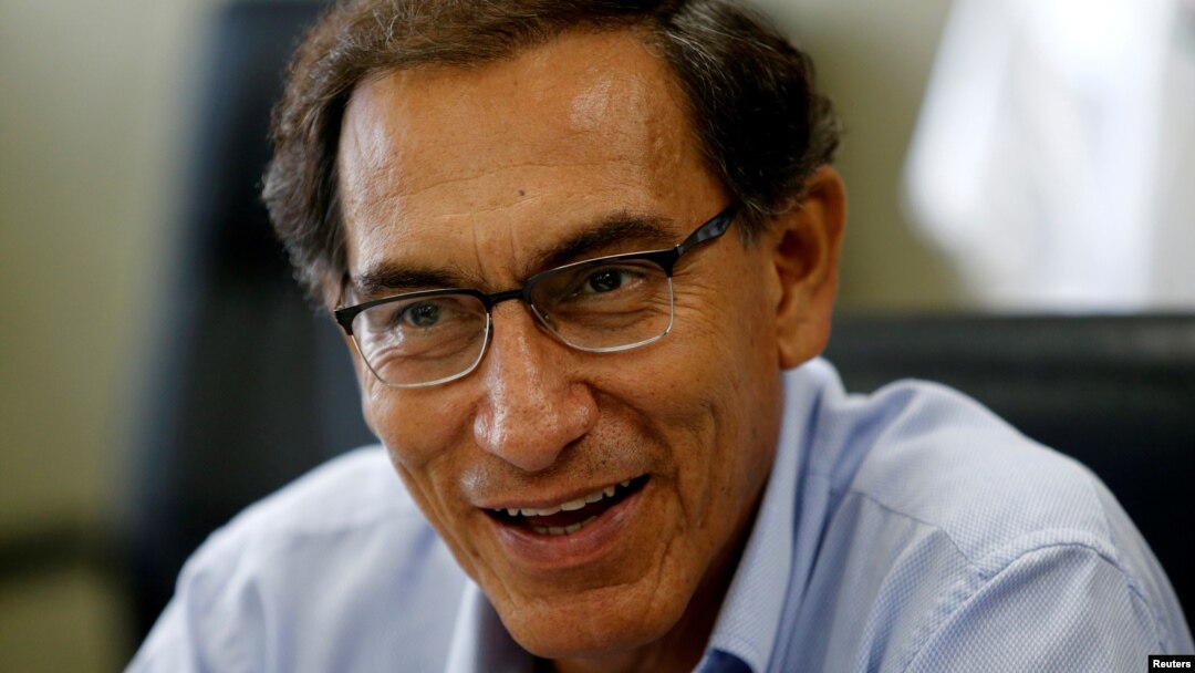 FILE - Peru's Vice President Martin Vizcarra talks during an interview with Reuters at his office in Lima, March 31, 2017.
