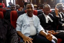 Nigerian activist and former presidential candidate Omoyele Sowore appears at the federal high court in Abuja, Nigeria, Dec. 5, 2019.