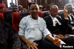 Nigerian activist and former presidential candidate Omoyele Sowore appears at the federal high court in Abuja, Nigeria, Dec. 5, 2019.