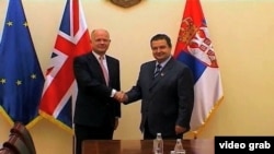 British Foreign Minister William Hague and Serbian PM Ivica Dacic