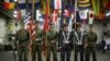 A flag party of U.S. Marines and Navy personnel take part in a ceremony marking the start of Talisman Saber 2017, a biennial joint military exercise between the U.S. and Australia aboard the USS Bonhomme Richard off the coast of Sydney, Australia, June 29