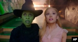 FILE - Cynthia Erivo and Ariana Grande appear in a scene from the film "Wicked," which was nominated for 10 Academy Awards, it was announced on Jan. 23, 2025. (Universal Pictures via AP)