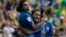 La Brésilienne Marta, fête avec ses coéquipières du Groupe C de la Coupe du Monde, à Montpellier en France, remporté par l'Australie (3-2) le 13 juin 2019.