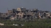 Destroyed buildings by Israeli bombardments in the northern Gaza Strip as seen from southern Israel, March 5, 2025.