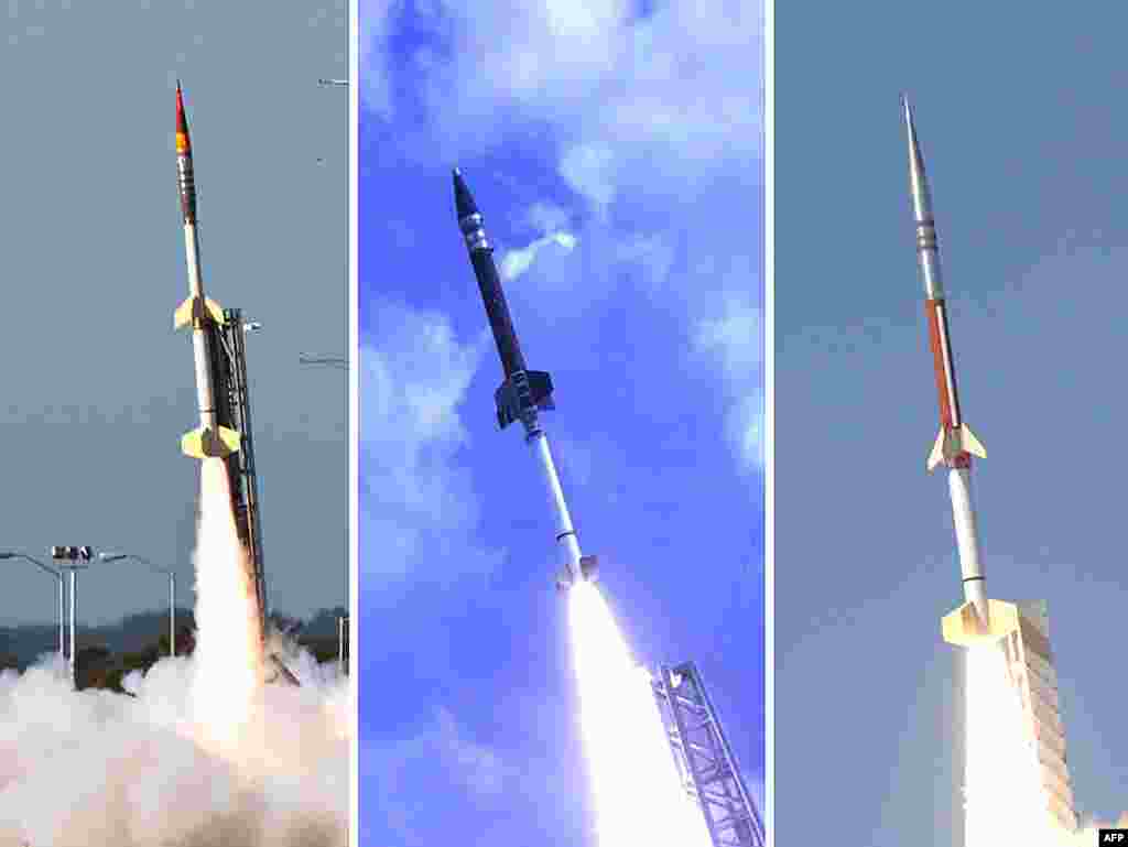 NASA successfully launched five suborbital sounding rockets from its Wallops Flight Facility in Virginia as part of a study of the upper level jet stream, March 27, 2012. (NASA/Wallops)