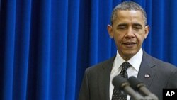 US President Barack Obama arrives to speak about the tax legislation working its way through Congress during a statement in the Eisenhower Executive Office Building adjacent to the White House in Washington, DC, Dec 15, 2010