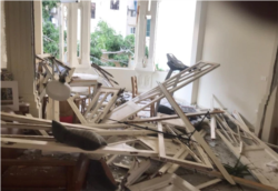 VOA reporter Anchal Vohra's Beirut apartment was damaged by the explosion in Beirut, Lebanon, Aug. 4, 2020