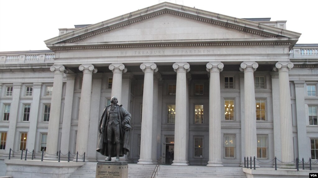 资料照片：美国财政部大楼。 (photo:VOA)