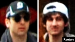 A combination of handout pictures released through the FBI website show the brother suspects in the Boston Marathon bombing, Apr. 18, 2013.