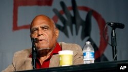 FILE - Civil rights activist Robert Moses discusses the importance of Freedom Summer 1964 during its 50th Anniversary Conference, at Tougaloo College in Jackson, Mississippi, June 26, 2014. 