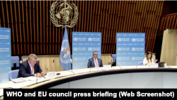 Press briefing on Pandemic Treaty with WHO general director Dr Tedros and European council president Charles Michel