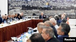 巴勒斯坦權力機構主席阿巴斯在拉馬拉巴勒斯坦領導層會議上講話 （2018年3月19日）