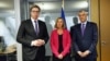 Premijer Srbije Aleksandar Vučić, visoka predstavnica EU Federika Mogerini i predsednik Kosova Hašim Tači, Sofija, Bugarska, 16. maj 2018.