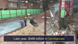 Remittances ແມ່ນຄໍານາມ, ໃນຕົວຢ່າງນີ້ ໝາຍເຖິງການໂອນເງິນທີ່ບໍ່ແມ່ນການຄ້າ ໂດຍແຮງງານຕ່າງປະເທດ