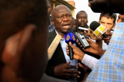 FILE - Then-SPLM governor candidate Abdel-Aziz Adam al-Hilu speaks to the press in Kadogli in South Kordofan state, Sudan, May 2, 2011.