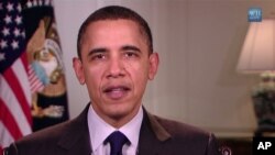 US President Barack Obama delivers his weekly address, February 26, 2011