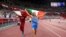 Gold medalists Mutaz Barshim, left, of Qatar and Gianmarco Tamberi of Italy celebrate on the track after the final of the men's high jump at the 2020 Summer Olympics in Tokyo, Aug. 1, 2021.