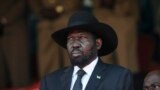 FILE - South Sudan's President Salva Kiir attends the state funeral of Kenya's former president Daniel arap Moi, at Nyayo Stadium in the capital Nairobi, Kenya, Feb. 11, 2020.