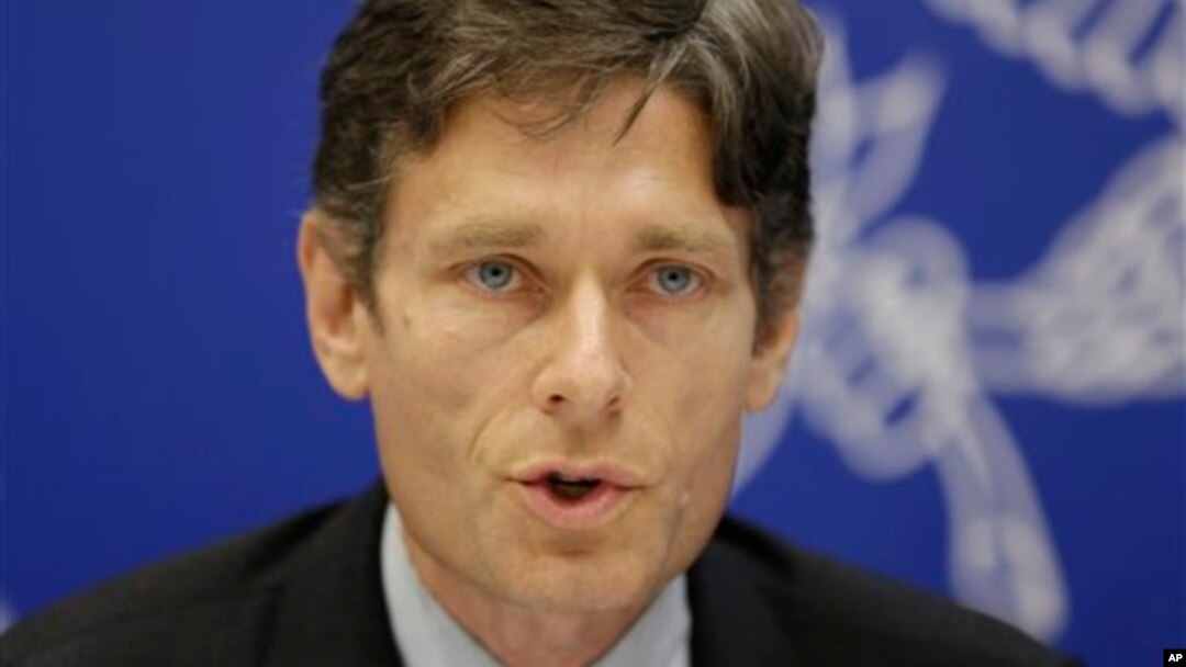 FILE - Assistant Secretary for Democracy, Human Rights, and Labor Tom Malinowski speaks at a press conference in Manama, Bahrain, Dec. 4, 2014.