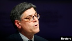 FILE: Jack Lew, U.S. Secretary of the Treasury, attends the session 'Global Financial Priorities for 2016' at the annual meeting of the World Economic Forum (WEF) in Davos, Switzerland, Jan. 21, 2016. 