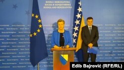 Bosnia and Herzegovina - EU Commissioner for Internal Affairs Ylva Johansson after a meeting with BiH Council of Ministers Chairman Zoran Tegeltija. Sarajevo, February 19, 2021