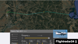 지난 27일 평양에서 원산갈마로 향하는 고려항공 JS6101편이 비행하는 모습. 자료=Flightradar24