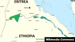 A map delineates past areas of conflict between Ethiopia and Eritrea.