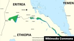 Muuqaal muujinaya goobihii ay horey ugu dagaalameen Ethiopia and Eritrea ee xuduudda