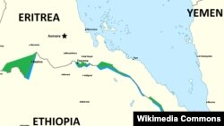 Ramani inayoonesha Eritrea na nchi zilizo jirani yake. 