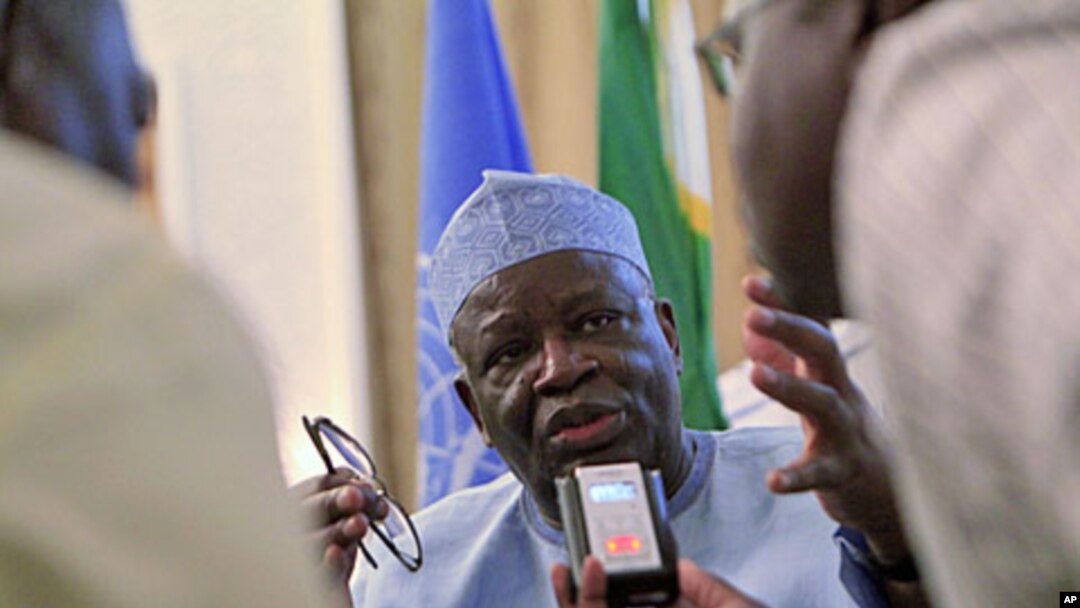 Ibrahim Gambari, the civilian head of the joint U.N/African Union mission UNAMID, speaks during a news conference in Khartoum, September 14, 2011.