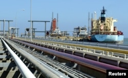 FILE - An oil tanker is seen at Jose refinery cargo terminal in Venezuela in this undated photo.