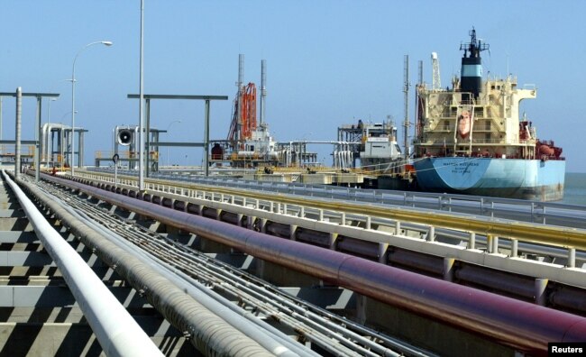FILE - An oil tanker is seen at Jose refinery cargo terminal in Venezuela in this undated photo.