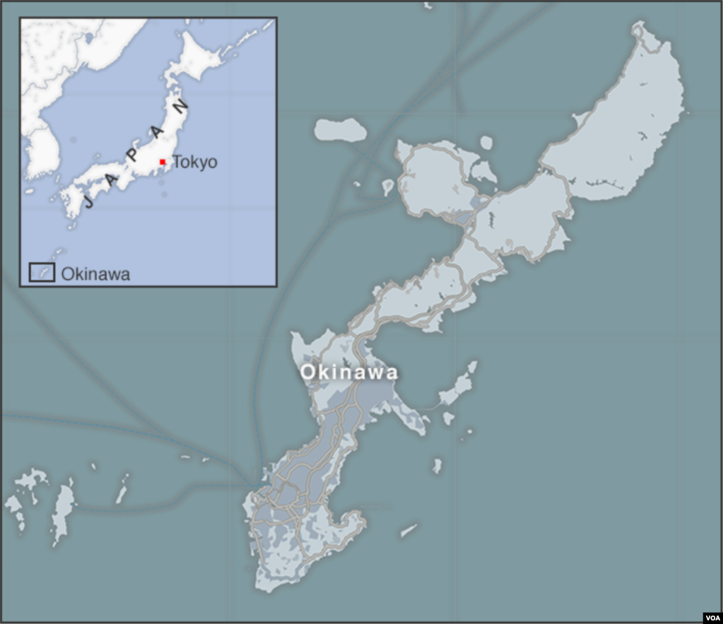 日本冲绳岛的位置(photo:VOA)