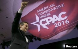 Republican U.S. presidential candidate Texas Senator Ted Cruz waves as he arrives to speak at the 2016 Conservative Political Action Conference (CPAC) at National Harbor, Maryland, March 4, 2016.