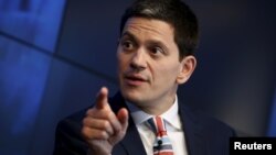 FILE - International Rescue Committee Chief Executive David Miliband speaks during a Reuters Newsmaker event in New York, May 29, 2015. The IRC said Feb. 7, 2018, that it would collaborate with computer giant Intel on a job training program for refugees in Germany.