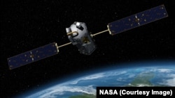 An artist rendition of the Orbiting Carbon Observatory, or OCO-2, that will help track where carbon dioxide is emitted and where it is taken up.