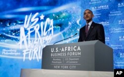 FILE - President Barack Obama speaks at the U.S.-Africa Business Forum at The Plaza Hotel in New York, Sept. 21, 2016.