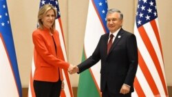 Prezident Mirziyoyev Prezident Baydenning Ichki xavfsizlik bo'yicha maslahatchisi Elizabet Shervud-Rendall bilan, Toshkent, 16-iyul, 2021